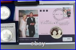 Set 10 Solid Silver Proof Coins Elizabeth II 0.925 Crown 1 oz 5 Pounds 5 Dollars