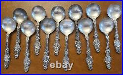 Set Of 12 Whiting Lily Sterling Silver Rare Bullion Spoons