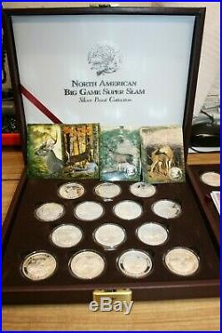 Set Of 17 North American Hunting Club Grand Slam 1oz. Solid Silver Coins Set