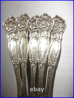 Set Of 5 Antique Pat 1908 Wallace Sterling Silver Carnation Bullion Soup Spoons