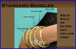 Set SOLID STERLING SILVER Mixed Bangle Bracelets (choice of size & finish)