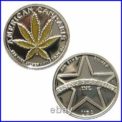 Set of 5 -1/10th Troy Oz. 999 Solid Fine Silver American Cannabis Rounds/Coins