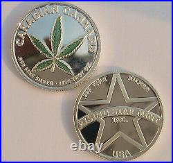 Set of 5 -1/10th Troy Oz. 999 Solid Fine Silver Canadian Cannabis Rounds/Coins
