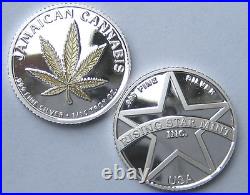 Set of 5 -1/10th Troy Oz. 999 Solid Fine Silver Jamaican Cannabis Rounds/Coins