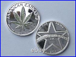 Set of 5 -1/10th Troy Oz. 999 Solid Fine Silver Jamaican Cannabis Rounds/Coins