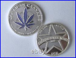 Set of 5 -1/10th Troy Oz. 999 Solid Fine Silver Jamaican Cannabis Rounds/Coins