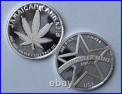 Set of 5 -1/10th Troy Oz. 999 Solid Fine Silver Jamaican Cannabis Rounds/Coins