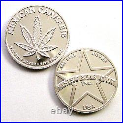 Set of 5 -1/10th Troy Oz. 999 Solid Silver Mexican Cannabis Coins withfree US S&H