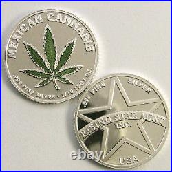Set of 5 -1/10th Troy Oz. 999 Solid Silver Mexican Cannabis Coins withfree US S&H