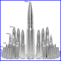 Silver 2 oz. 308 Caliber Bullet Solid. 999 Pure Silver by Mint State Gold