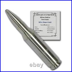 Silver 2 oz. 308 Caliber Bullet Solid. 999 Pure Silver by Mint State Gold