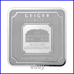 Silver 500 Gram Geiger Edelmetalle Square Bar (Original)