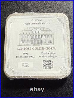 Silver 500 gram Geiger Edelmetalle Square Bar