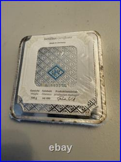 Silver 500 gram Geiger Edelmetalle Square Bar