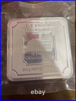 Silver 500 gram Geiger Edelmetalle Square Bar (Original) S# BV225807