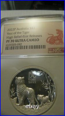 Silver Coins Australian Perth Mint 1oz Solid Silver Proof High Releif $1 Slabbed