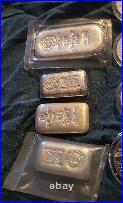 Silver Collection, Troy Oz Coins, bars And Bullion. 798g