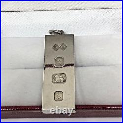Silver Ingot Pendant 30.5g Bullion Ounce 1979 London Sterling Solid withbox