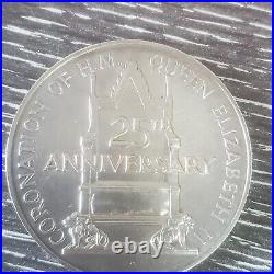 Silver Medal, 25th Anniversary of QEII Coronation, solid silver coin