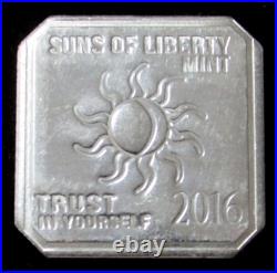 Silver Suns Of Liberty 1 Oz. 999 Fine Square Bar 2016