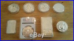 Silver ingots and silver coins pure. 999 solid silver 23oz