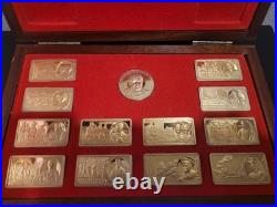 Sir Winston Churchill 22ct Gold on Solid Silver set of Ingots with Wood Case