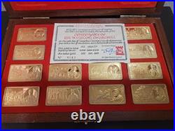 Sir Winston Churchill 22ct Gold on Solid Silver set of Ingots with Wood Case