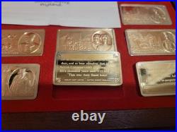 Sir Winston Churchill 22ct Gold on Solid Silver set of Ingots with Wood Case