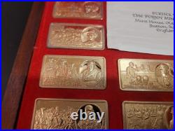 Sir Winston Churchill 22ct Gold on Solid Silver set of Ingots with Wood Case