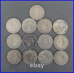 Solid 0.500 Silver 13 Half Crown 176g George V VI mixed dates 1920-1942