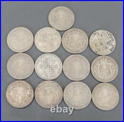 Solid 0.500 Silver 13 Half Crown 176g George V VI mixed dates 1920-1942
