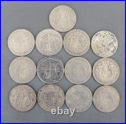Solid 0.500 Silver 13 Half Crown 176g George V VI mixed dates 1920-1942