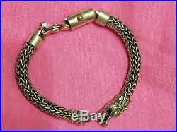 Solid 12mm Mens Sterling Silver Handcrafted Dragon Bracelet 8 Inch