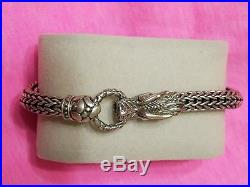Solid 12mm Mens Sterling Silver Handcrafted Dragon Bracelet 8 Inch