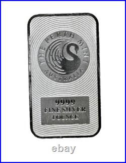 Solid 1 oz Silver Bar Perth Mint Kangaroo. 9999 Fine