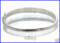 Solid 925 Sterling Silver Lab Simulated Diamond Hinged Bangle Bracelet