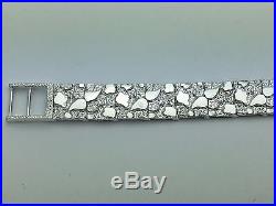 Solid 925 Sterling Silver Nugget Style Adjustable Bracelet 8.5,12.5 mm 30 grams