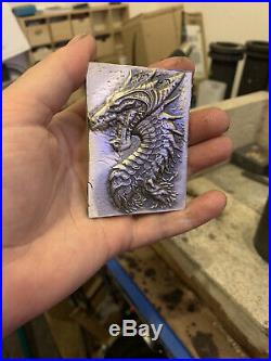 Solid 999 Fine Silver Bar Dragon Ingot 6ozt bullion Piece Hand poured