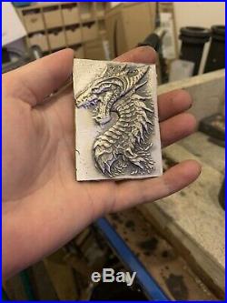 Solid 999 Fine Silver Bar Dragon Ingot 6ozt bullion Piece Hand poured