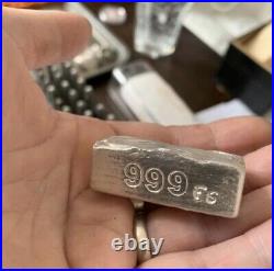 Solid 999 Fine Silver Bar Rippled Ingot 100g bullion Piece Hand poured
