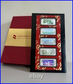 Solid 999 Fine Silver Ingots Set Of Five Pure Silver Collection Bars In Box