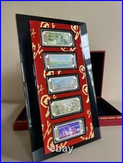 Solid 999 Fine Silver Ingots Set Of Five Pure Silver Collection Bars In Box