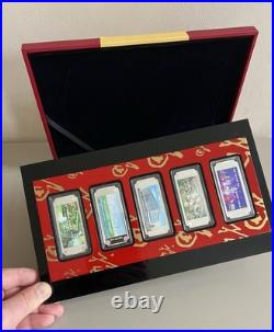 Solid 999 Fine Silver Ingots Set Of Five Pure Silver Collection Bars In Box