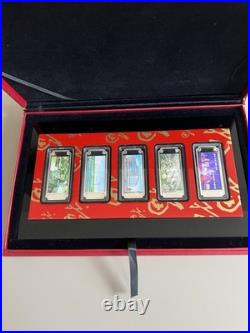 Solid 999 Fine Silver Ingots Set Of Five Pure Silver Collection Bars In Box