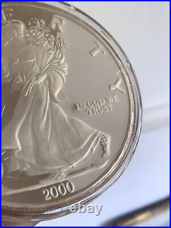 Solid. 999 Silver 12oz Usa 2000 Rare Coin In Plastic Cover&Original Box 374.3 Gr