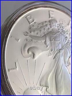 Solid. 999 Silver 12oz Usa 2000 Rare Super Large Coin In Original Box 374. Grams