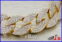 Solid CUBAN LINK Lab Made Simulated DIAMOND BRACELET. 925 Silver Mens Iced Out
