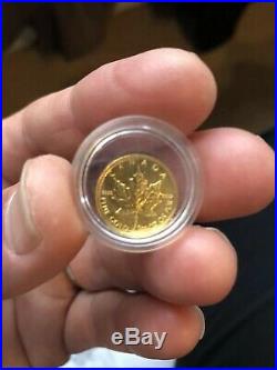 Solid Gold Canadian Maple Leaf 1/10 9999 Pure Gold Coin