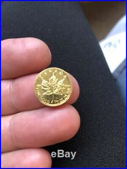 Solid Gold Canadian Maple Leaf 1/10 9999 Pure Gold Coin