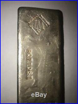 Solid Johnson Matthey JM. 999 Pure SILVER Bullion Poured 100 ozt Bar Serial #d
